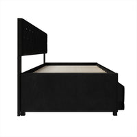 Home Design Darcey Luxurious Velvet Upholstered Daybed with Pull-Out Trundle, Diamond Button Tufted, Easy Assembly