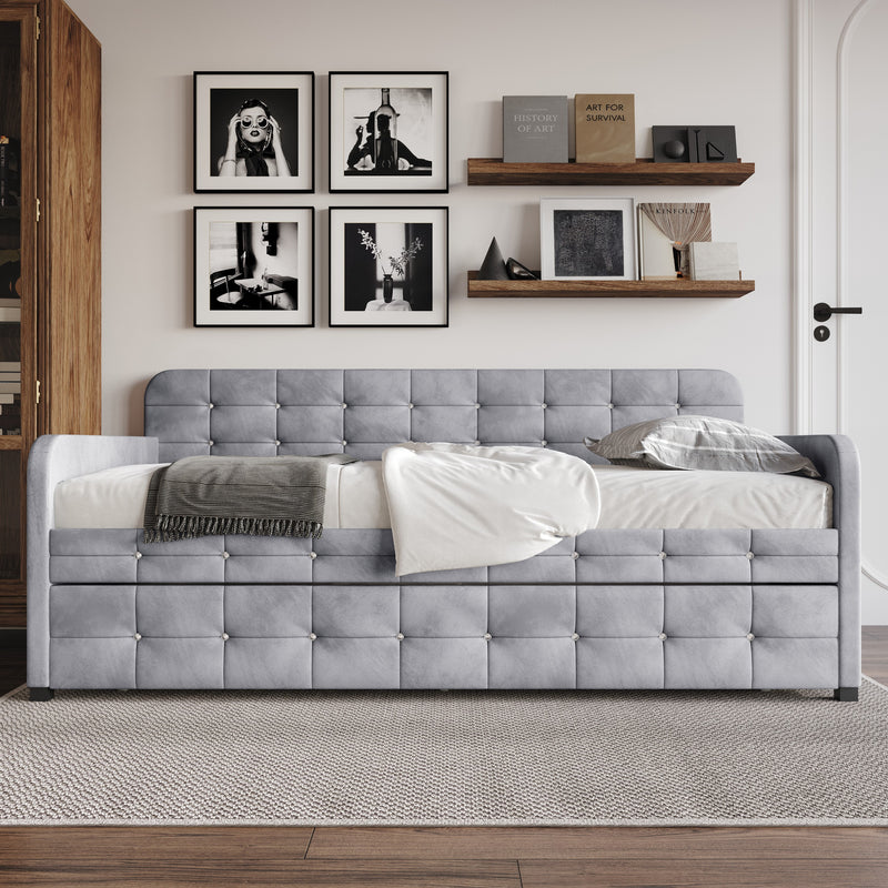 Home Design Elyria Diamond Button Tufted Velvet Upholstered Daybed