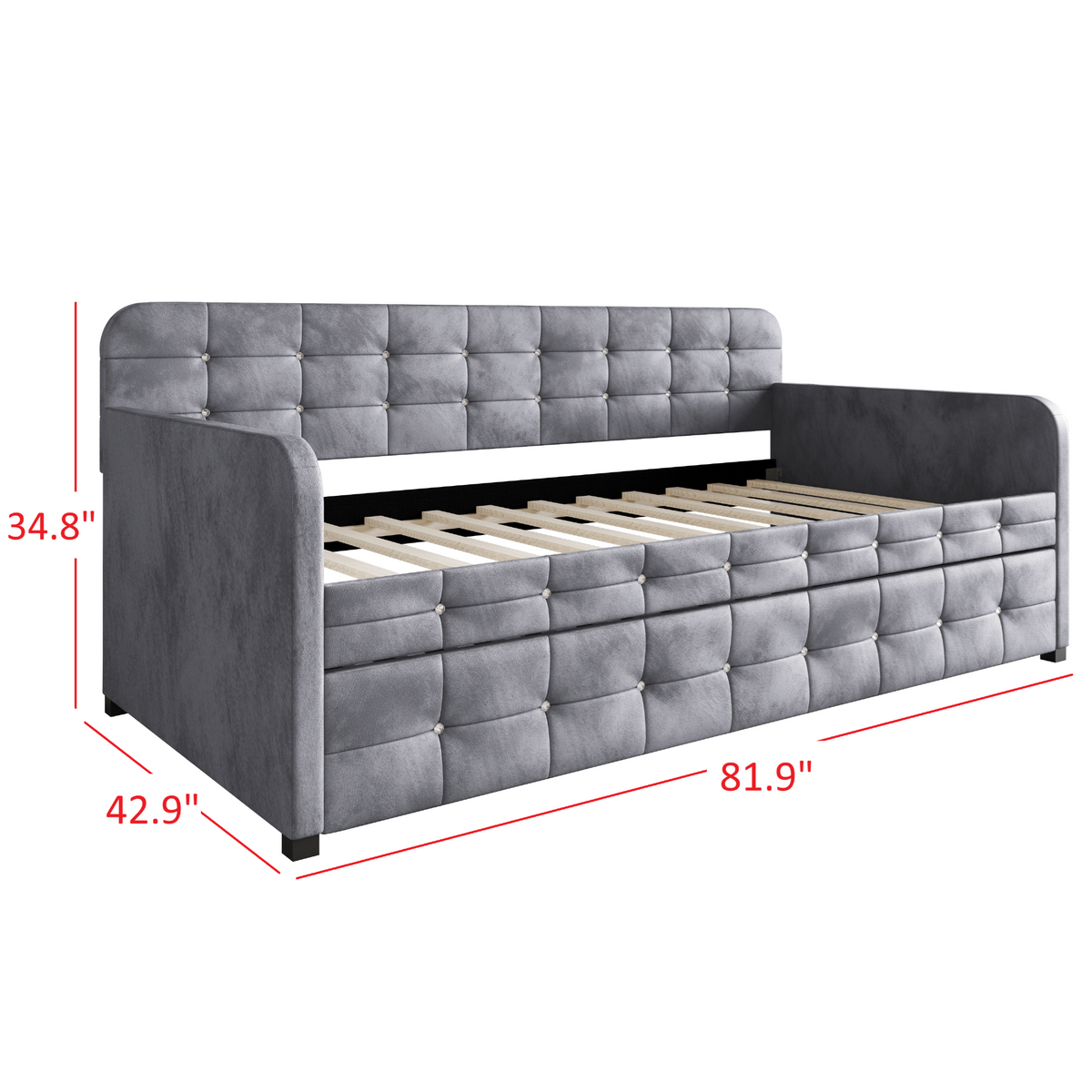 Home Design Elyria Diamond Button Tufted Velvet Upholstered Daybed