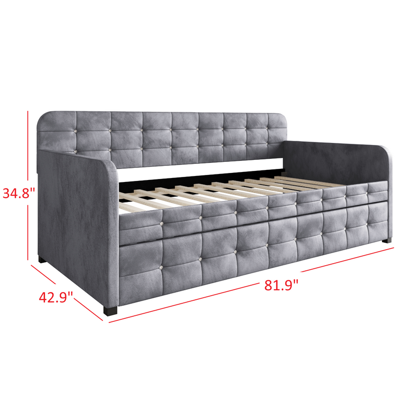 Home Design Elyria Diamond Button Tufted Velvet Upholstered Daybed
