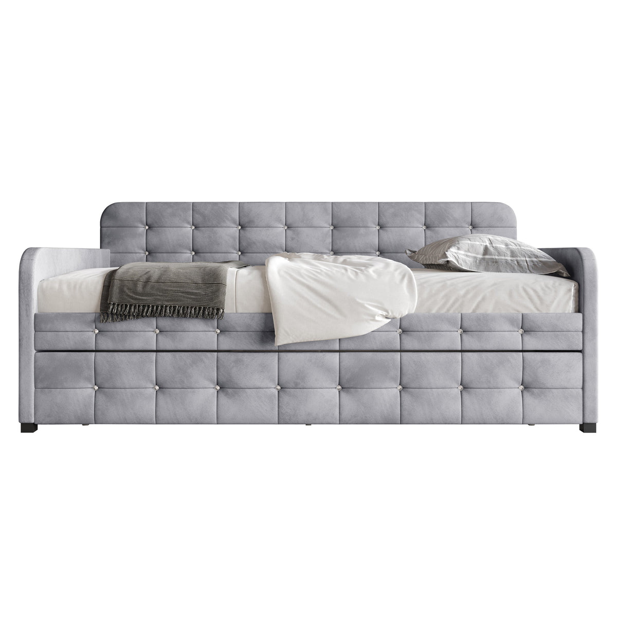 Home Design Elyria Diamond Button Tufted Velvet Upholstered Daybed