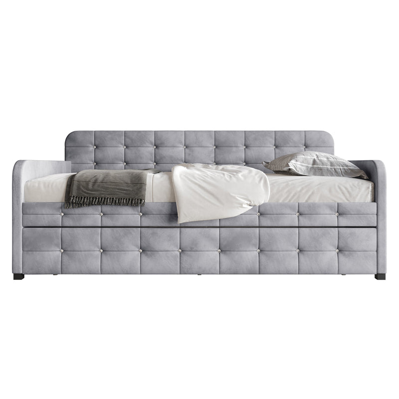 Home Design Elyria Diamond Button Tufted Velvet Upholstered Daybed