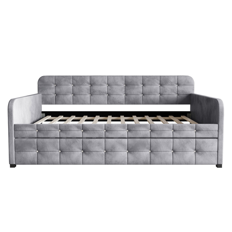Home Design Elyria Diamond Button Tufted Velvet Upholstered Daybed