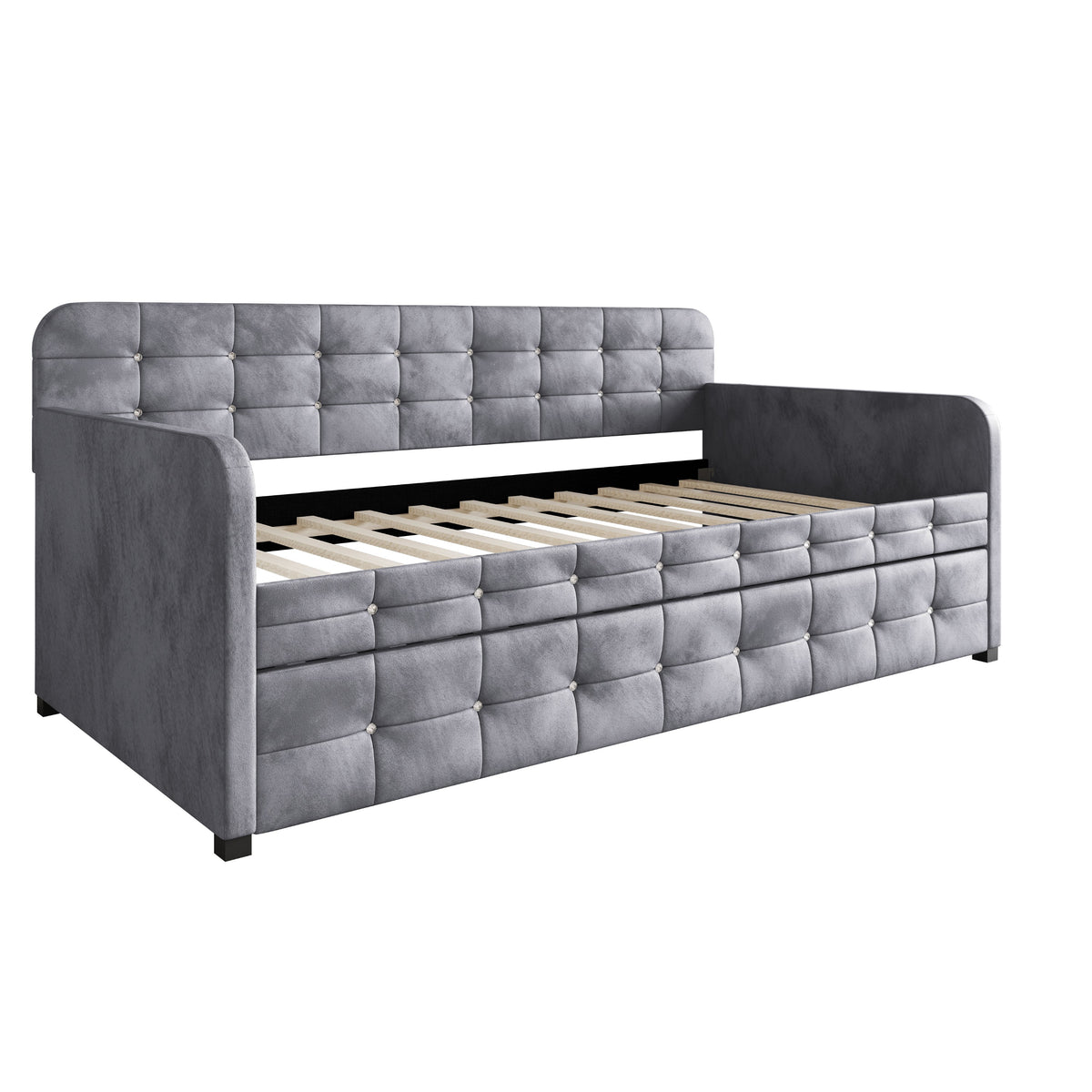 Home Design Elyria Diamond Button Tufted Velvet Upholstered Daybed