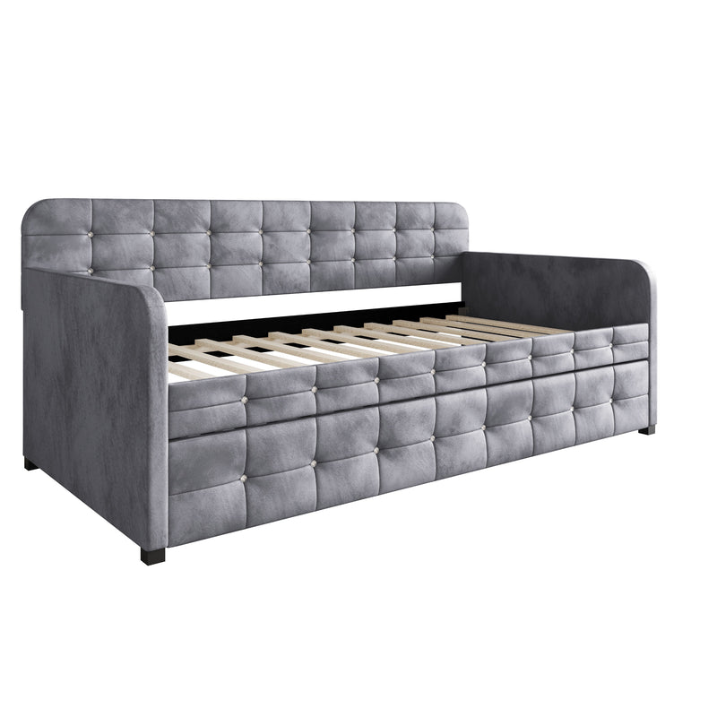 Home Design Elyria Diamond Button Tufted Velvet Upholstered Daybed