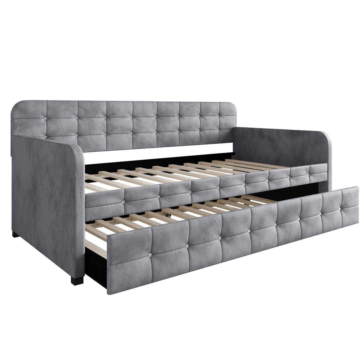 Home Design Elyria Diamond Button Tufted Velvet Upholstered Daybed
