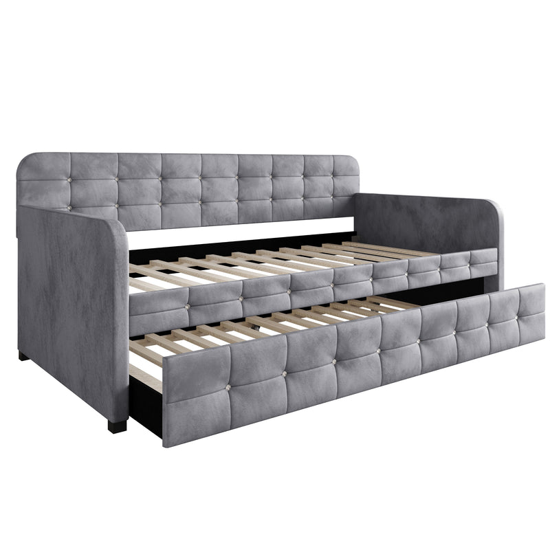 Home Design Elyria Diamond Button Tufted Velvet Upholstered Daybed