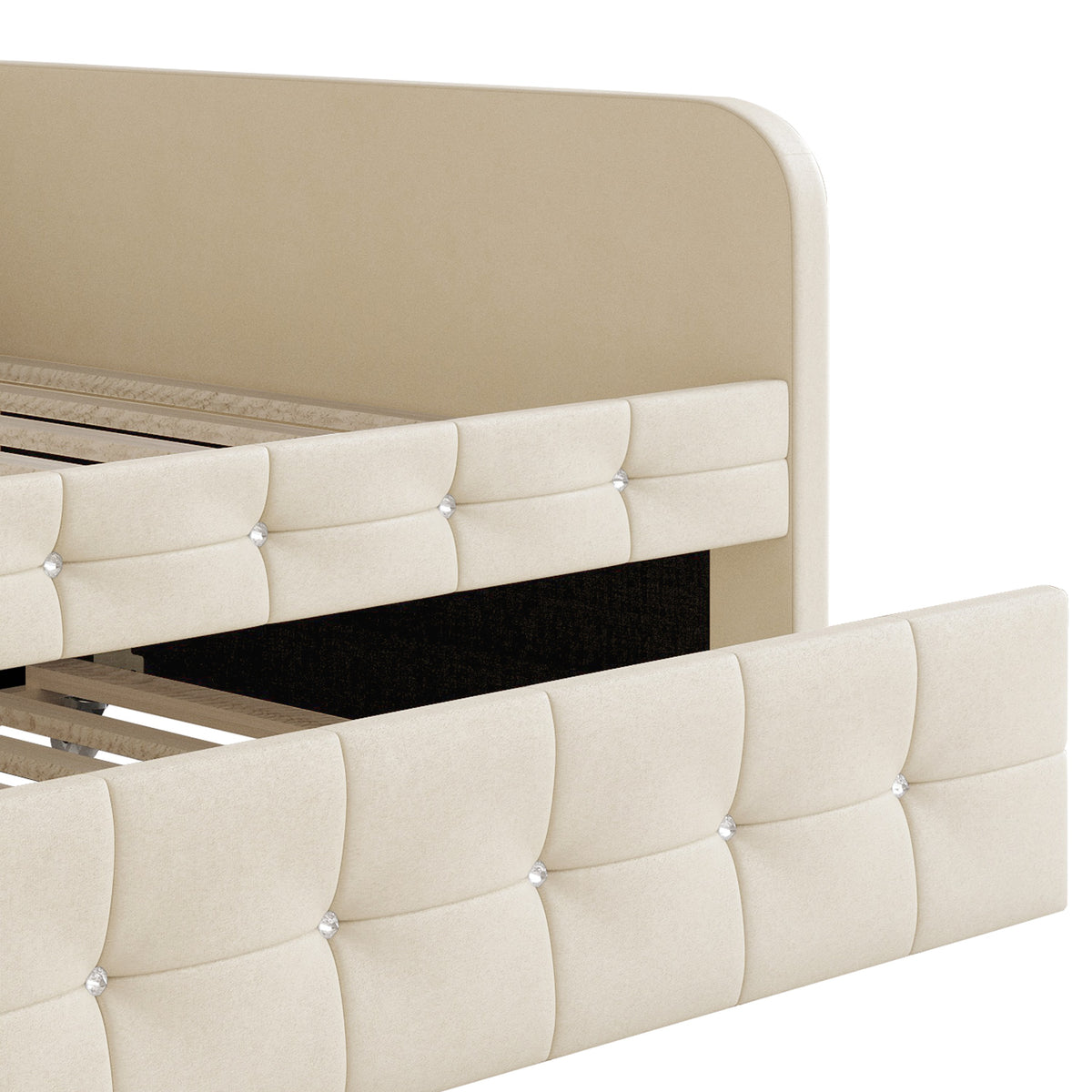 Home Design Elyria Diamond Button Tufted Velvet Upholstered Daybed