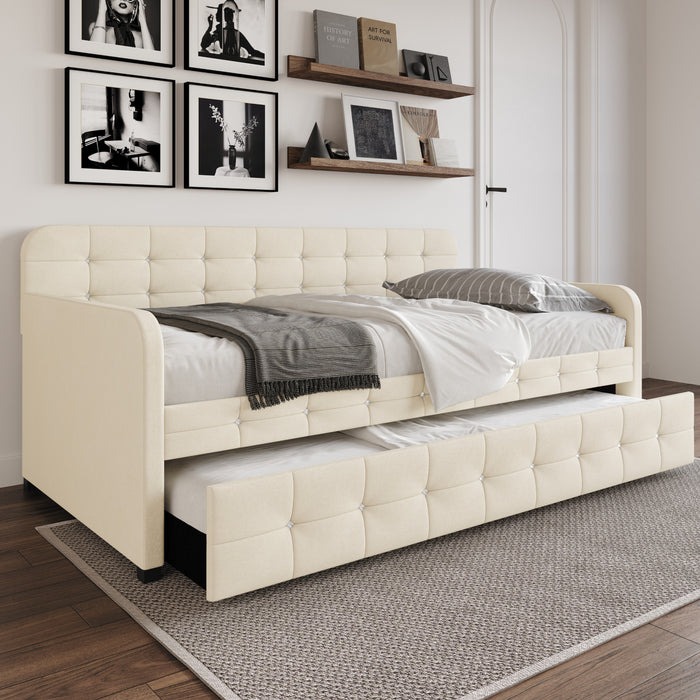 Home Design Elyria Diamond Button Tufted Velvet Upholstered Daybed