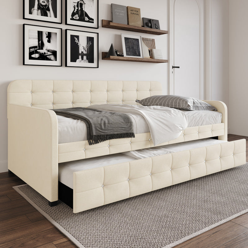 Home Design Elyria Diamond Button Tufted Velvet Upholstered Daybed