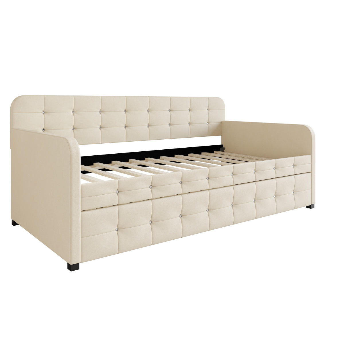 Home Design Elyria Diamond Button Tufted Velvet Upholstered Daybed