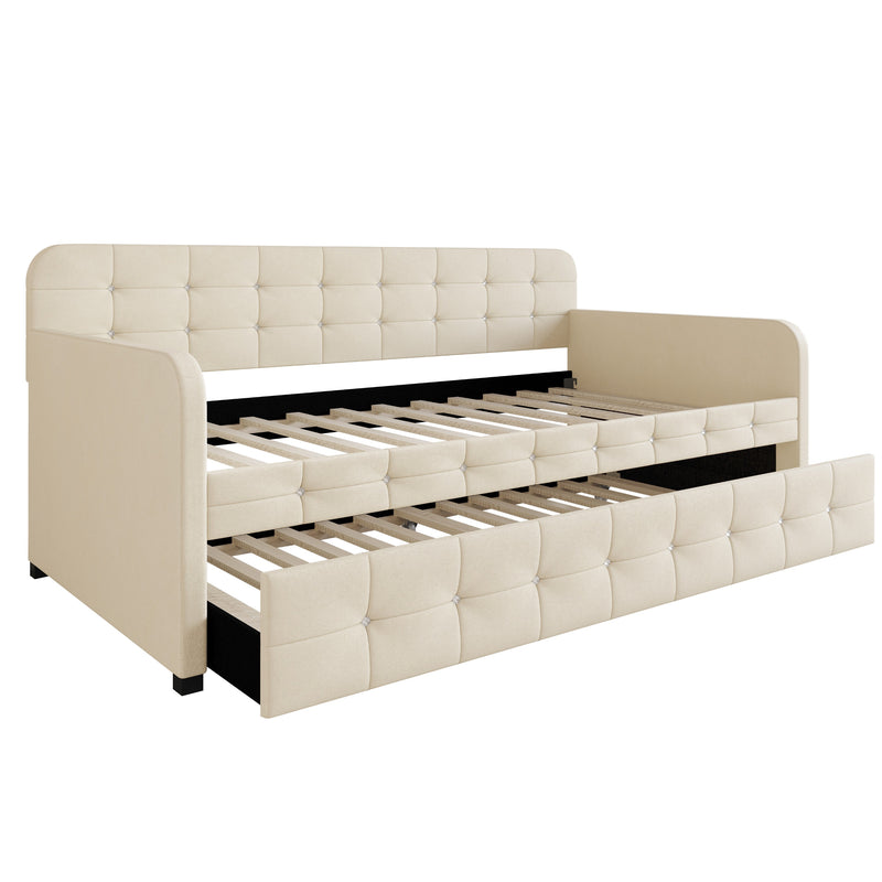 Home Design Elyria Diamond Button Tufted Velvet Upholstered Daybed