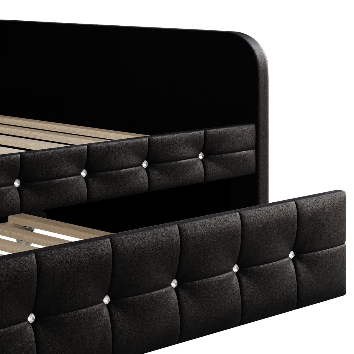 Home Design Elyria Diamond Button Tufted Velvet Upholstered Daybed