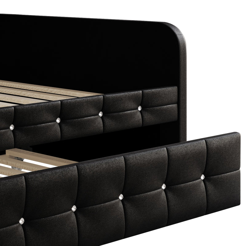 Home Design Elyria Diamond Button Tufted Velvet Upholstered Daybed