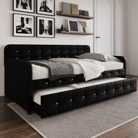 Home Design Elyria Diamond Button Tufted Velvet Upholstered Daybed