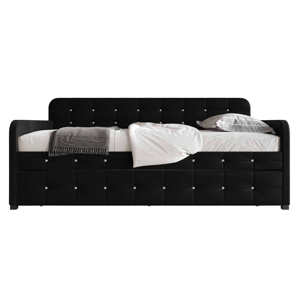 Home Design Elyria Diamond Button Tufted Velvet Upholstered Daybed