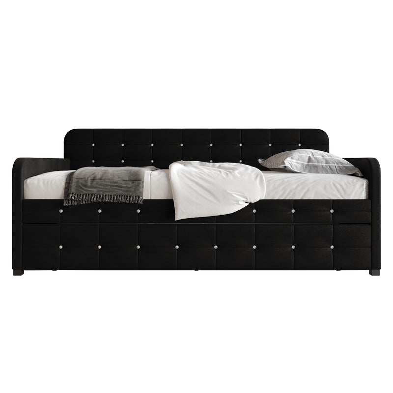 Home Design Elyria Diamond Button Tufted Velvet Upholstered Daybed