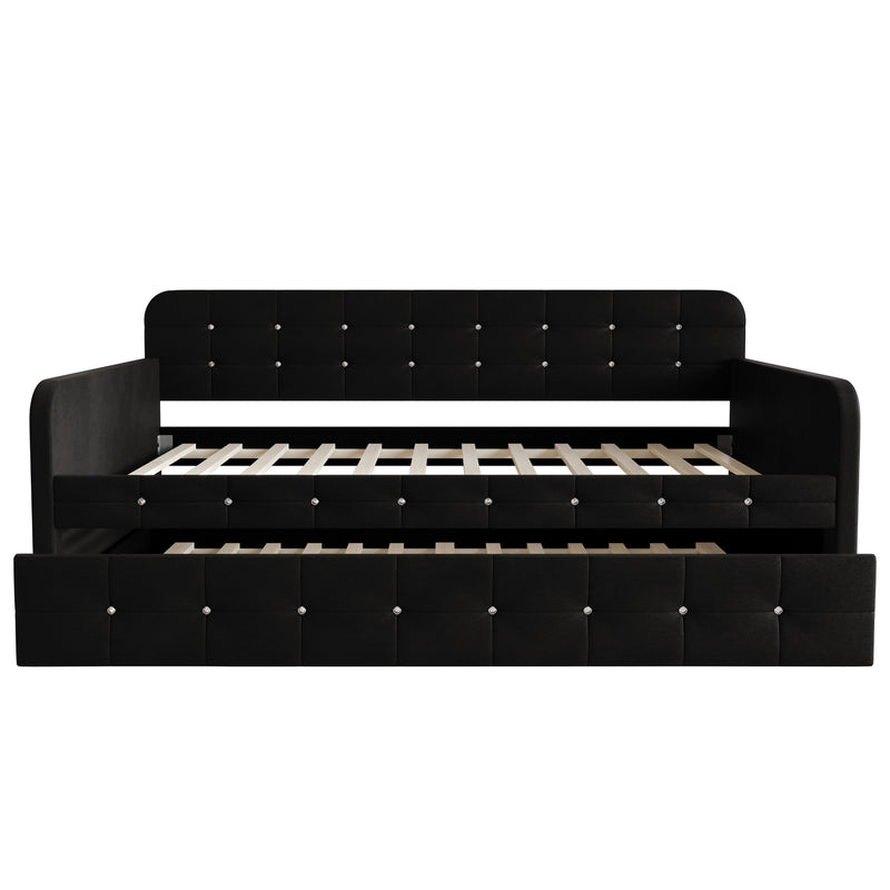 Home Design Elyria Diamond Button Tufted Velvet Upholstered Daybed