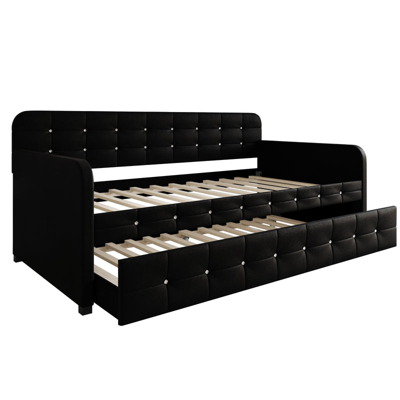 Home Design Elyria Diamond Button Tufted Velvet Upholstered Daybed