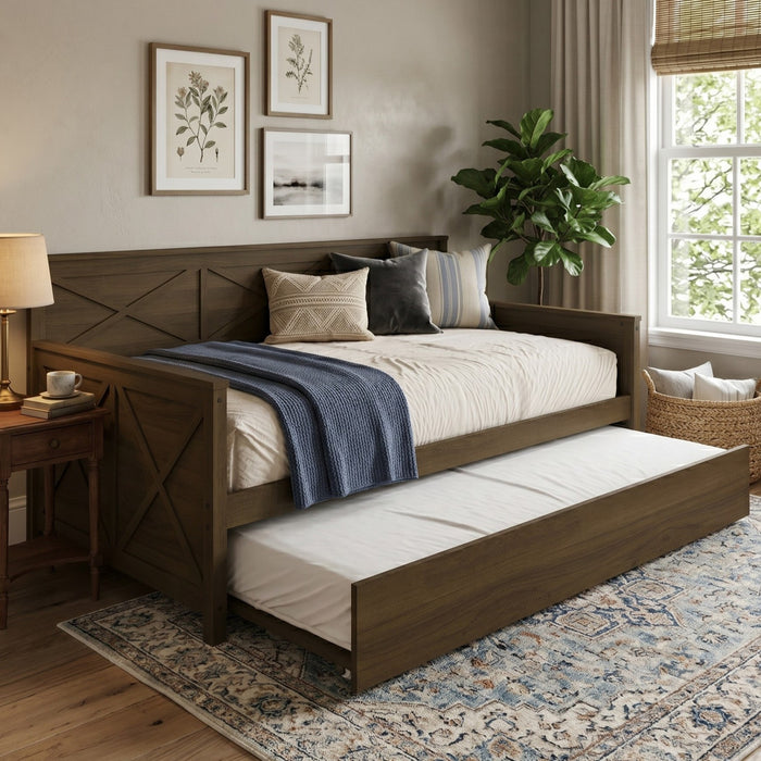 Home Design Minot Twin Wood Daybed with Pull-out Trundle