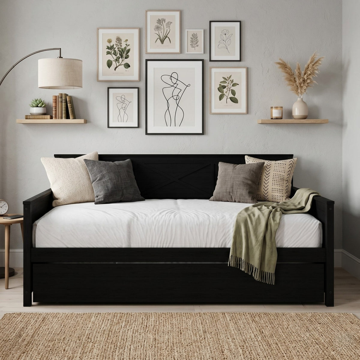 Home Design Minot Twin Wood Daybed with Pull-out Trundle