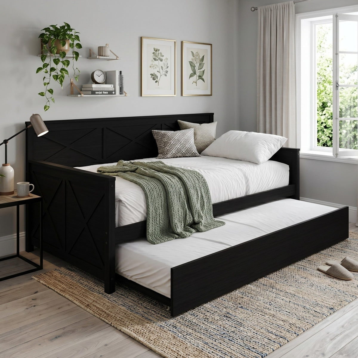 Home Design Minot Twin Wood Daybed with Pull-out Trundle
