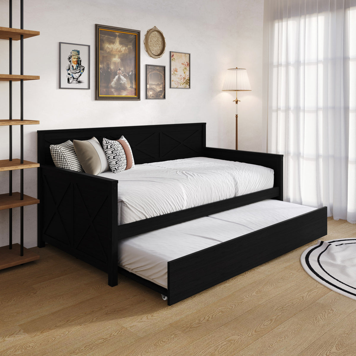 Home Design Minot Twin Wood Daybed with Pull-out Trundle