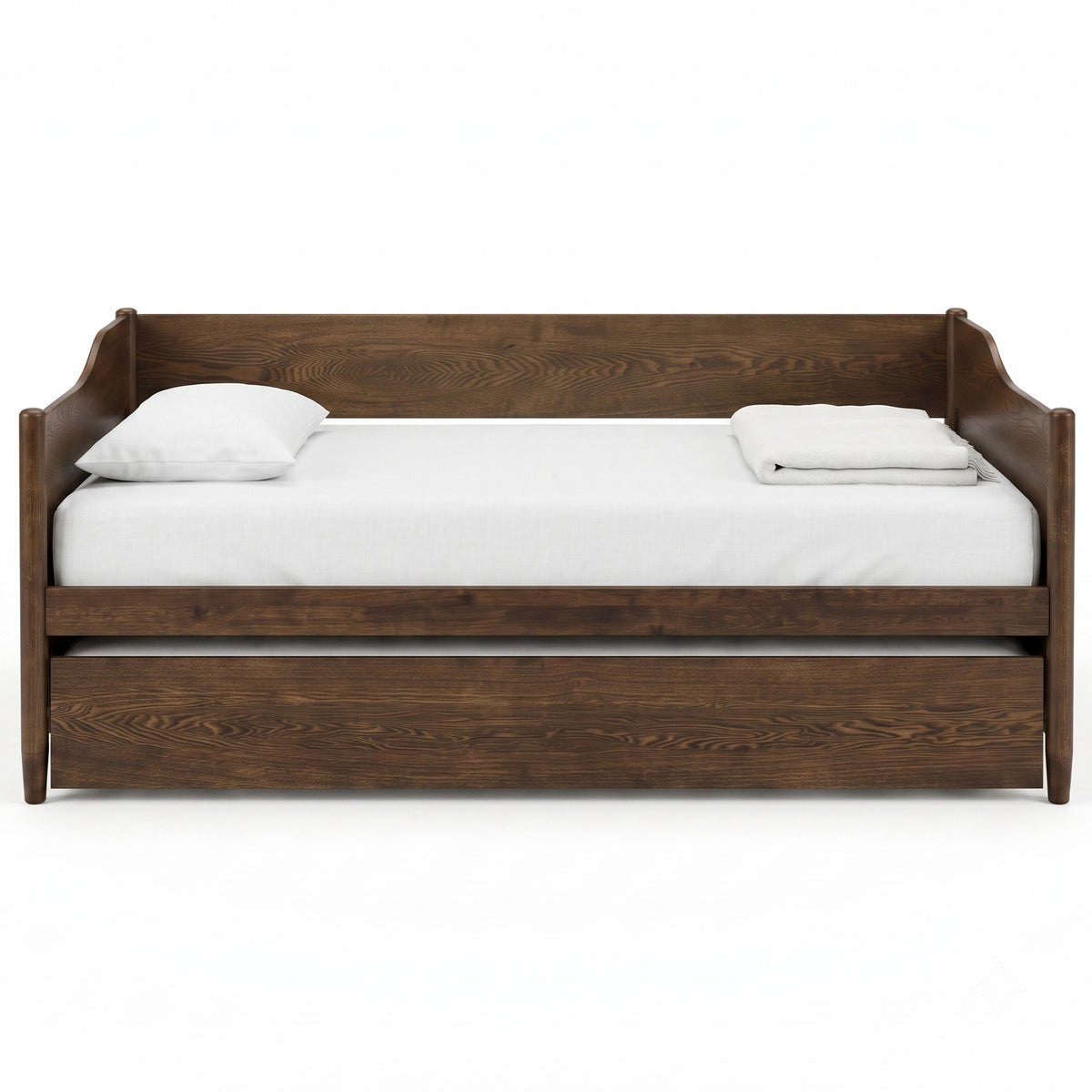 Home Design Dedham Twin Wood Daybed with Pull-Out Twin Trundle, Solid Wood Frame, No Box Spring Needed
