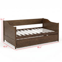 Home Design Dedham Twin Wood Daybed with Pull-Out Twin Trundle, Solid Wood Frame, No Box Spring Needed