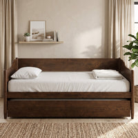 Home Design Dedham Twin Wood Daybed with Pull-Out Twin Trundle, Solid Wood Frame, No Box Spring Needed
