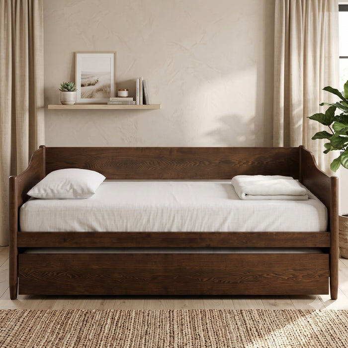 Dedham Twin Wood Daybed with Pull-Out Twin Trundle, Solid Wood Frame, No Box Spring Needed
