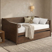 Home Design Dedham Twin Wood Daybed with Pull-Out Twin Trundle, Solid Wood Frame, No Box Spring Needed