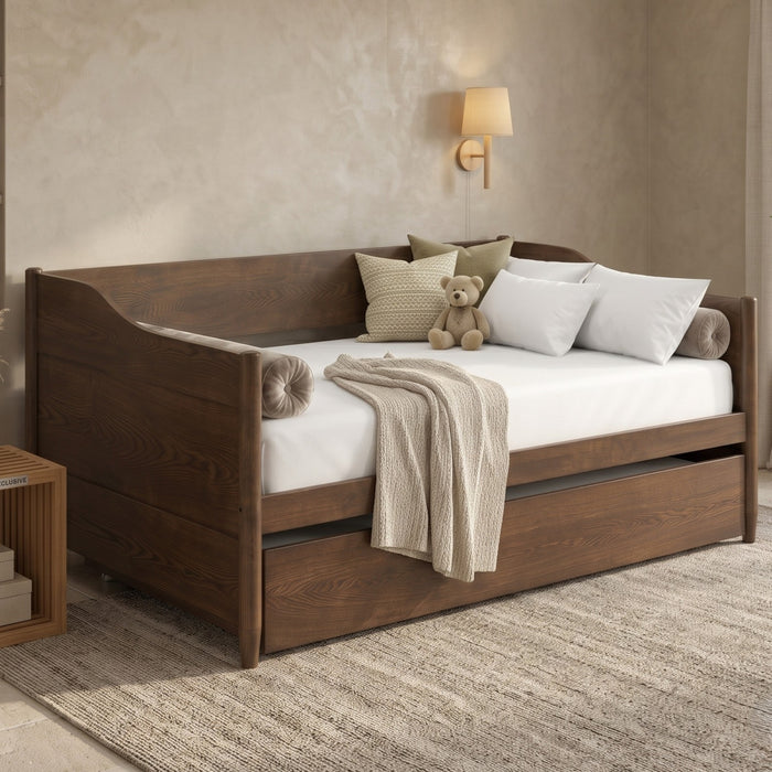 Dedham Twin Wood Daybed with Pull-Out Twin Trundle, Solid Wood Frame, No Box Spring Needed