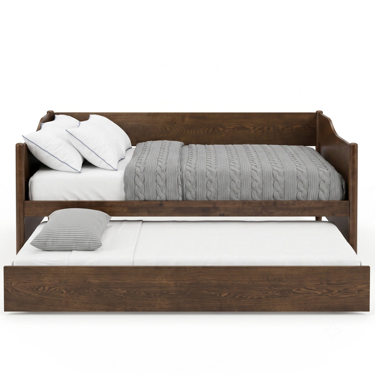 Home Design Dedham Twin Wood Daybed with Pull-Out Twin Trundle, Solid Wood Frame, No Box Spring Needed