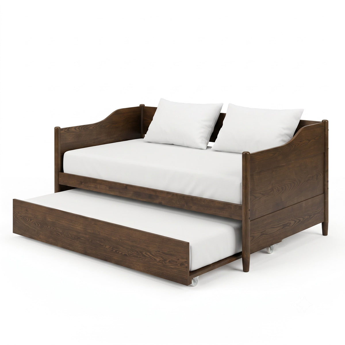 Home Design Dedham Twin Wood Daybed with Pull-Out Twin Trundle, Solid Wood Frame, No Box Spring Needed
