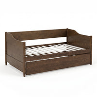Home Design Dedham Twin Wood Daybed with Pull-Out Twin Trundle, Solid Wood Frame, No Box Spring Needed