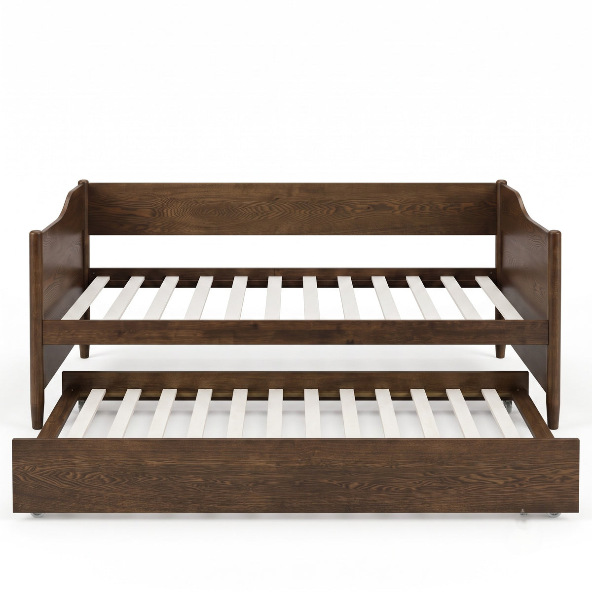 Home Design Dedham Twin Wood Daybed with Pull-Out Twin Trundle, Solid Wood Frame, No Box Spring Needed