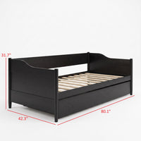Home Design Dedham Twin Wood Daybed with Pull-Out Twin Trundle, Solid Wood Frame, No Box Spring Needed