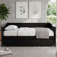 Home Design Dedham Twin Wood Daybed with Pull-Out Twin Trundle, Solid Wood Frame, No Box Spring Needed