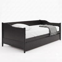 Home Design Dedham Twin Wood Daybed with Pull-Out Twin Trundle, Solid Wood Frame, No Box Spring Needed