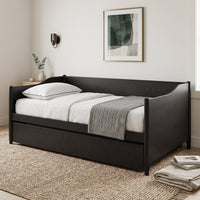 Home Design Dedham Twin Wood Daybed with Pull-Out Twin Trundle, Solid Wood Frame, No Box Spring Needed