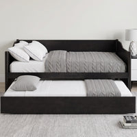 Home Design Dedham Twin Wood Daybed with Pull-Out Twin Trundle, Solid Wood Frame, No Box Spring Needed