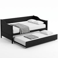 Home Design Dedham Twin Wood Daybed with Pull-Out Twin Trundle, Solid Wood Frame, No Box Spring Needed