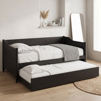 Home Design Dedham Twin Wood Daybed with Pull-Out Twin Trundle, Solid Wood Frame, No Box Spring Needed