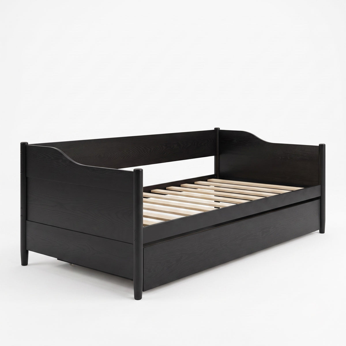 Home Design Dedham Twin Wood Daybed with Pull-Out Twin Trundle, Solid Wood Frame, No Box Spring Needed