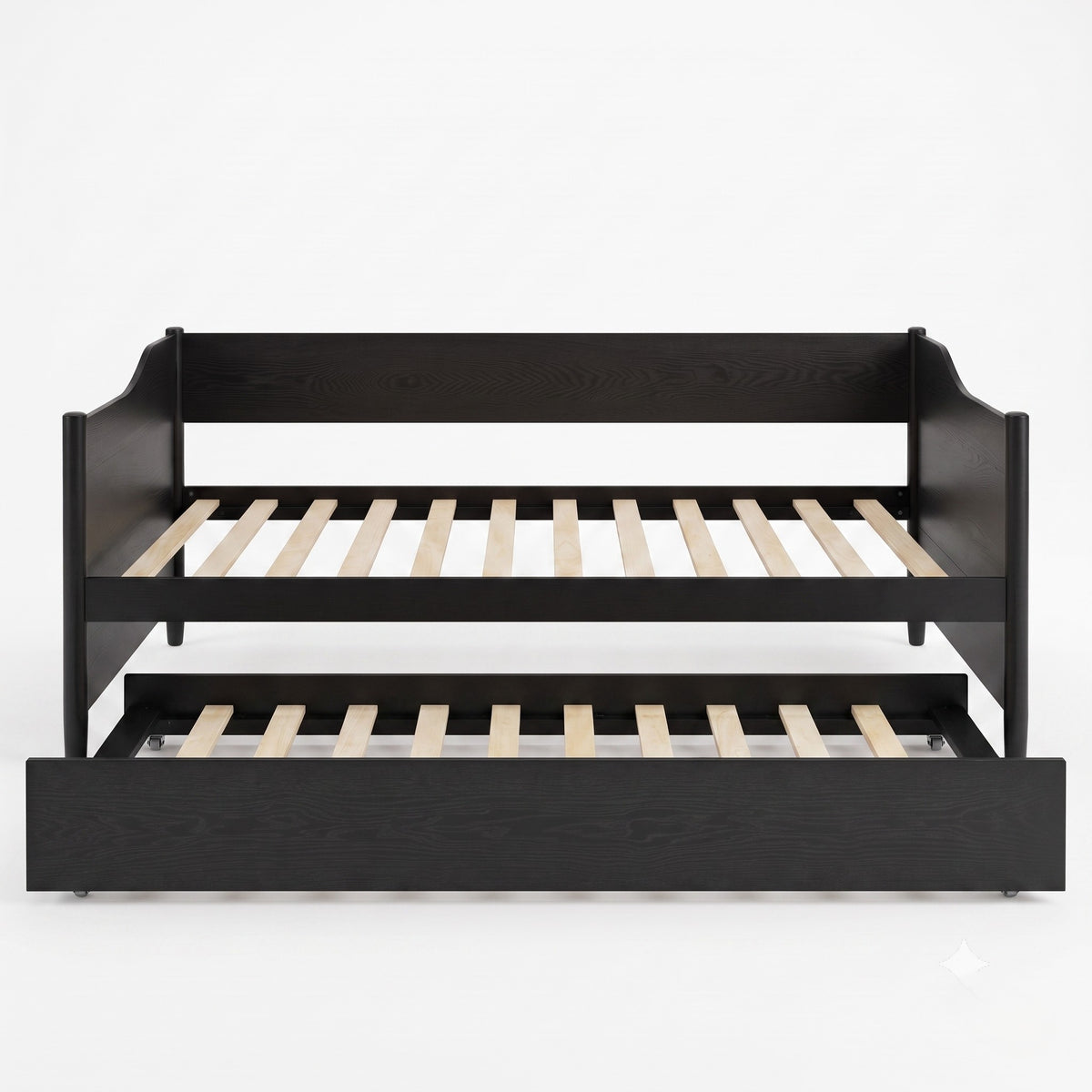 Home Design Dedham Twin Wood Daybed with Pull-Out Twin Trundle, Solid Wood Frame, No Box Spring Needed