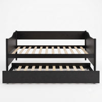 Home Design Dedham Twin Wood Daybed with Pull-Out Twin Trundle, Solid Wood Frame, No Box Spring Needed
