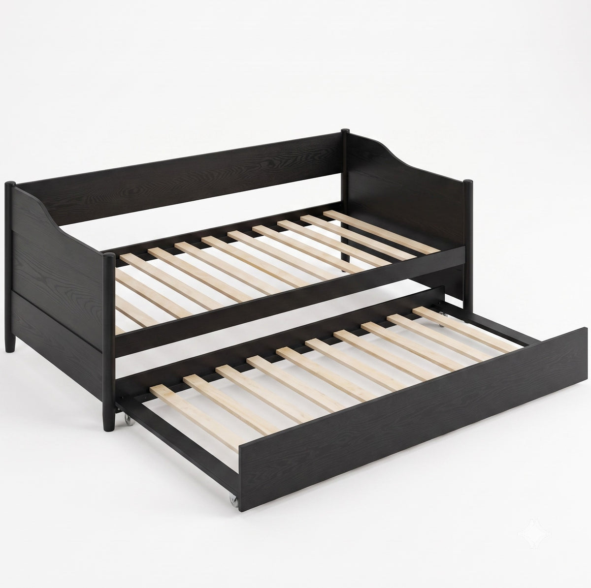 Home Design Dedham Twin Wood Daybed with Pull-Out Twin Trundle, Solid Wood Frame, No Box Spring Needed