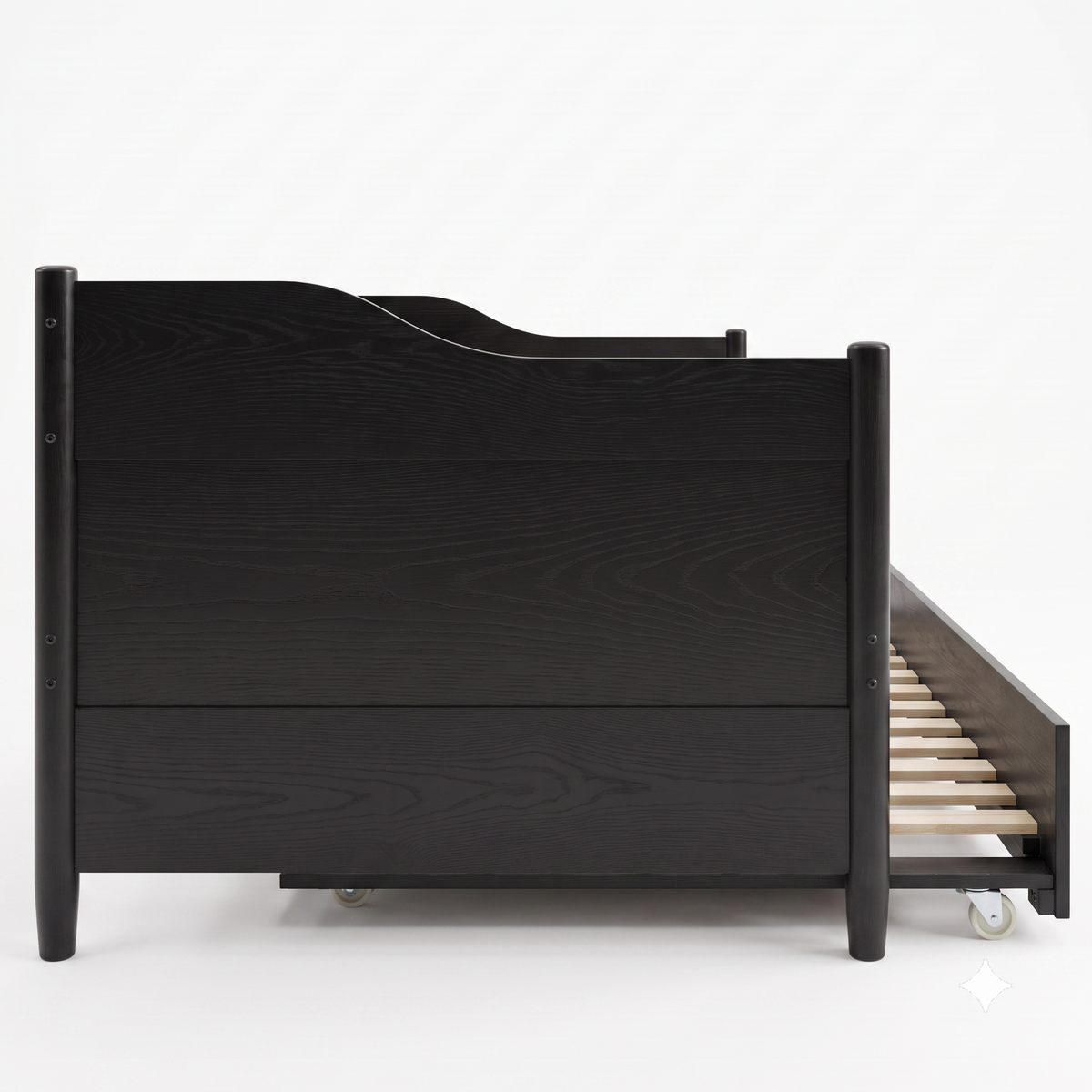 Home Design Dedham Twin Wood Daybed with Pull-Out Twin Trundle, Solid Wood Frame, No Box Spring Needed
