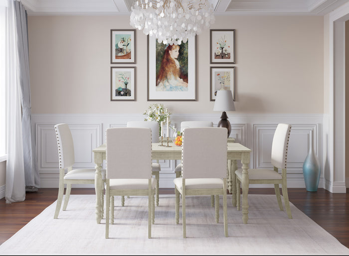 Home Design Lily 7 Piece Dining Set, Antique Gray